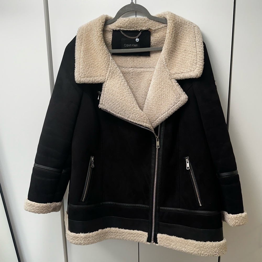 Calvin Klein Sherpa Suede Coat